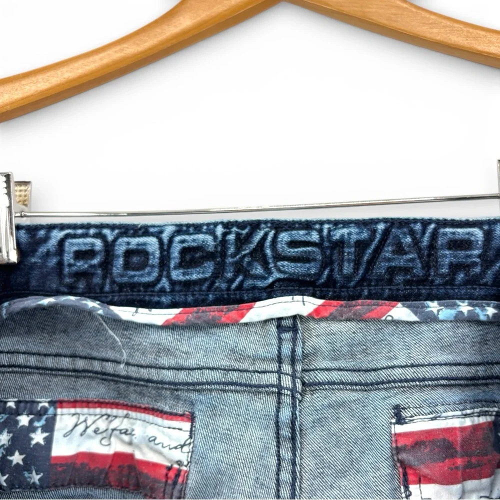 Rockstar Distressed Moto Jeans Acid Wash Zip Biker Denim 38